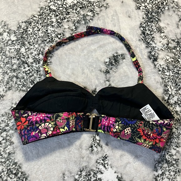 Juicy Couture Swimwear Sz Small Halter-neck bikini top vibrant floral pattern. - Picture 4 of 9